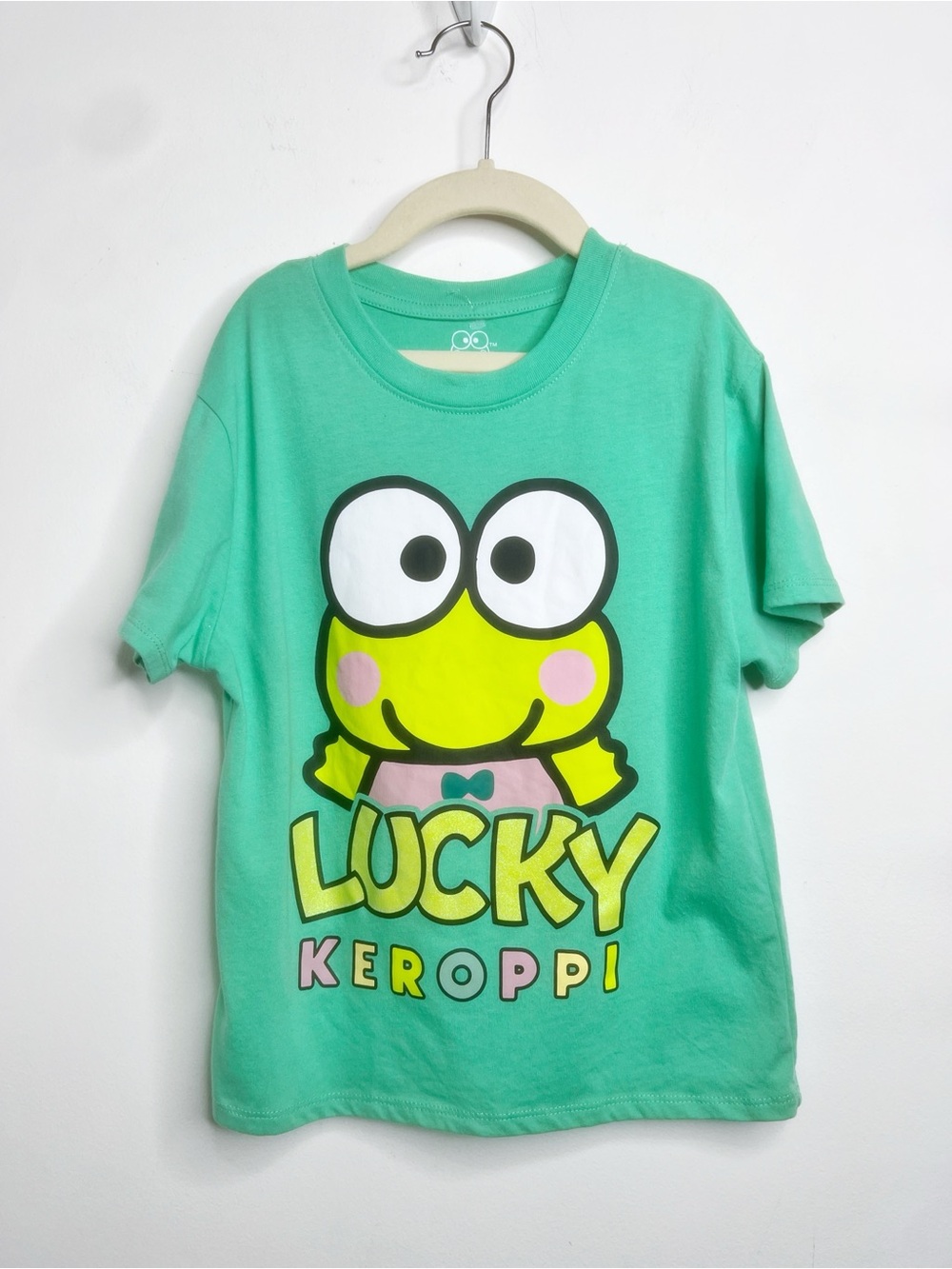 Sanrio Keroppu Kids' Lucky Frog Graphic Tee - Green Size S Cotton